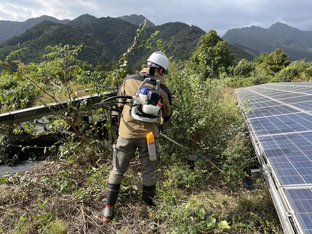 三重県紀北町太陽光発電所除草作業